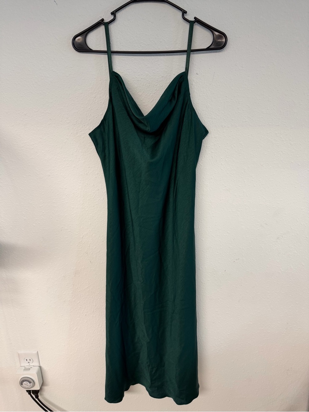 bebe Emerald Green Cowl Neck Midi Slip Dress